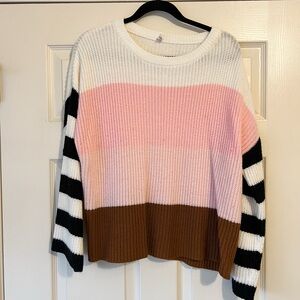 Striped Pink and Brown Women's Sweater